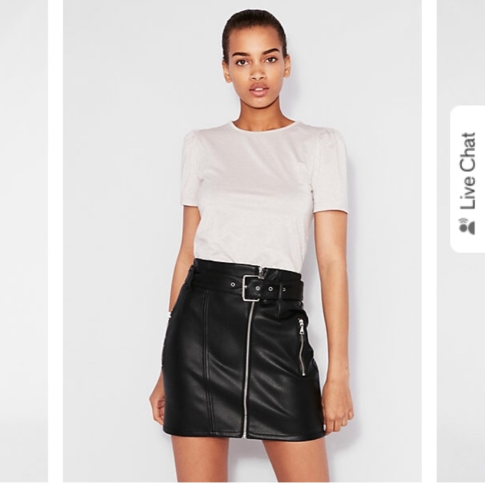 High Waisted Leather Mini Skirt
